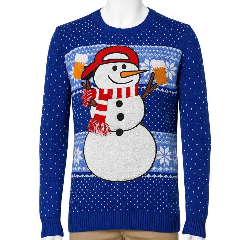Jolly Sweaters Ugly Christmas Sweater Snowman Beer XL Holiday Party Novelty Fun
